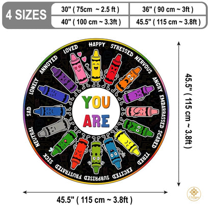 Custom Feelings Wheel Round Welcome Mat for Kids and Classroom