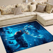 Bedroom interior featuring an enchanted stag floor piece positioned beneath a modern bed frame. - thumbnail image 4 of 5