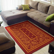 Dimensions and sizing chart for burgundy gold bandana paisley area rug - thumbnail image 2 of 9