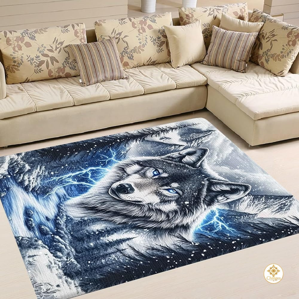Custom Galaxy Wolves Welcome Mat for Kids Room and Entryway