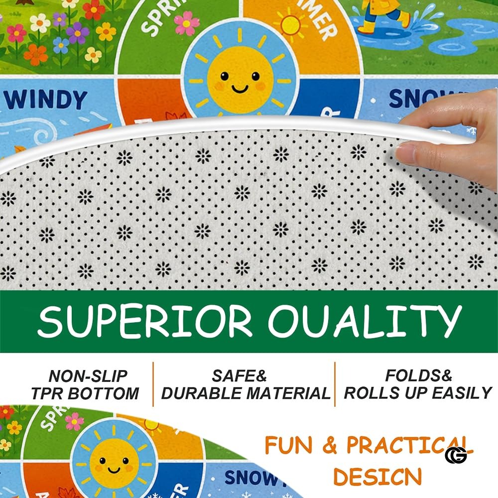 Wheel of Feelings and Emotions Round Rug, Educational Mental Health Rug for Classroom, Educational Animal Shape School Mat, Back to School Gift (Season 2)