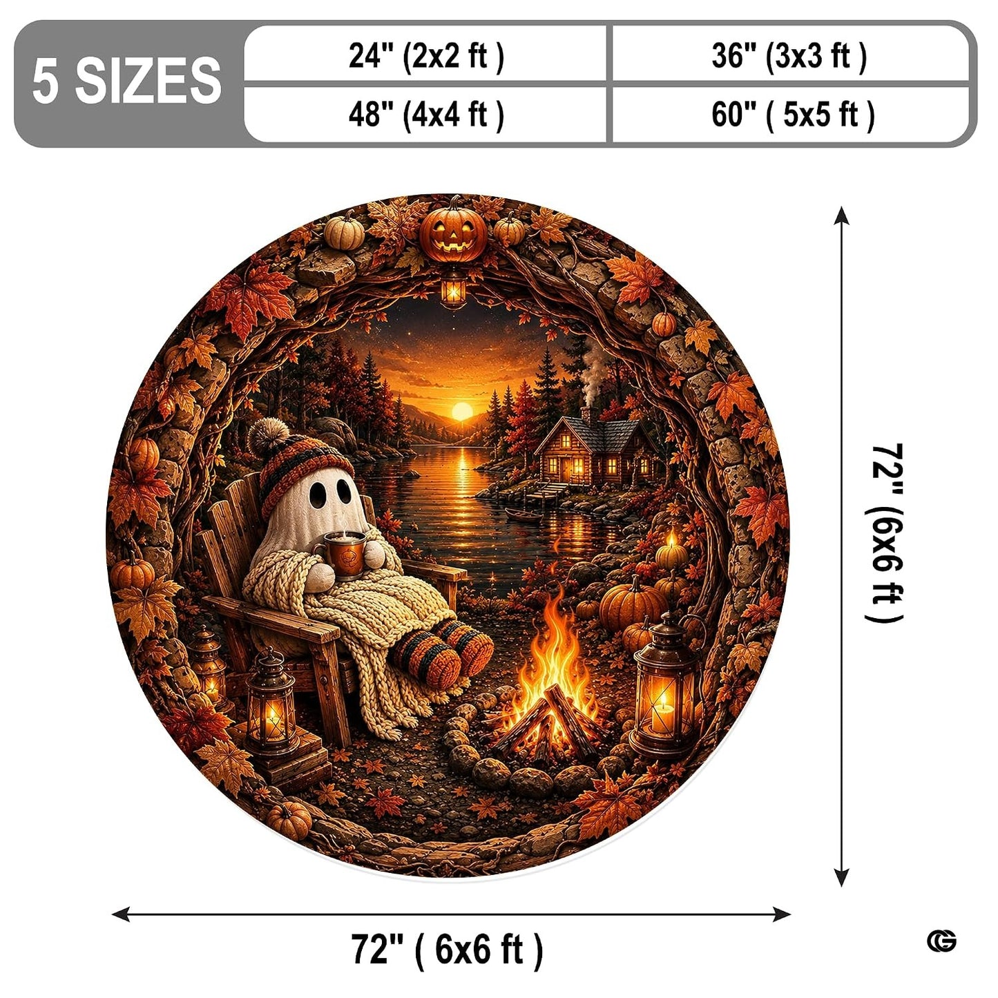 Custom Halloween 3D Optical Illusion Round Rug Skeleton Horror Area Rug (1, #11)