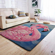 Non-slip rubber backing and bound edge stitching on pink flamingo floor rug - thumbnail image 4 of 7