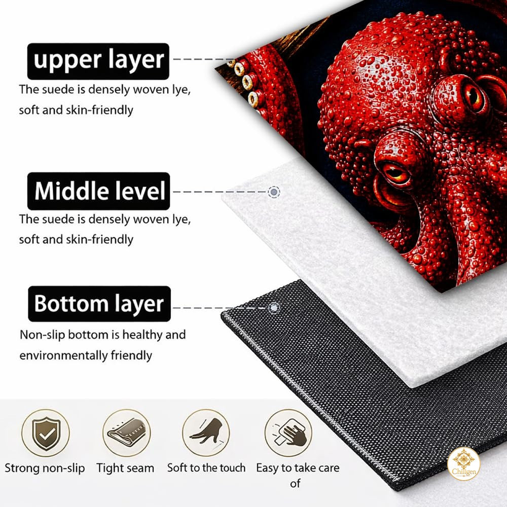 Personalized Octopus Shaped Welcome Mat with Name and Waves - D2