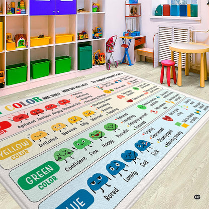 Classroom calming corner mockup highlighting the feelings self-regulation chart floor mat - thumbnail image 2 of 9