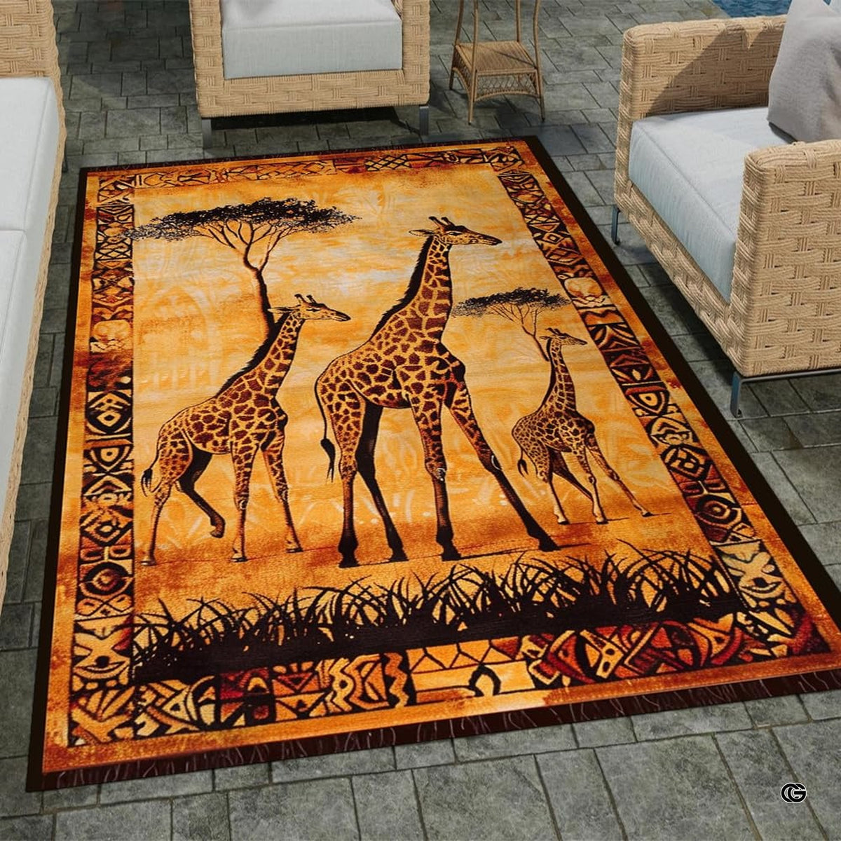 Closeup view of soft microfiber surface and African tribal border details