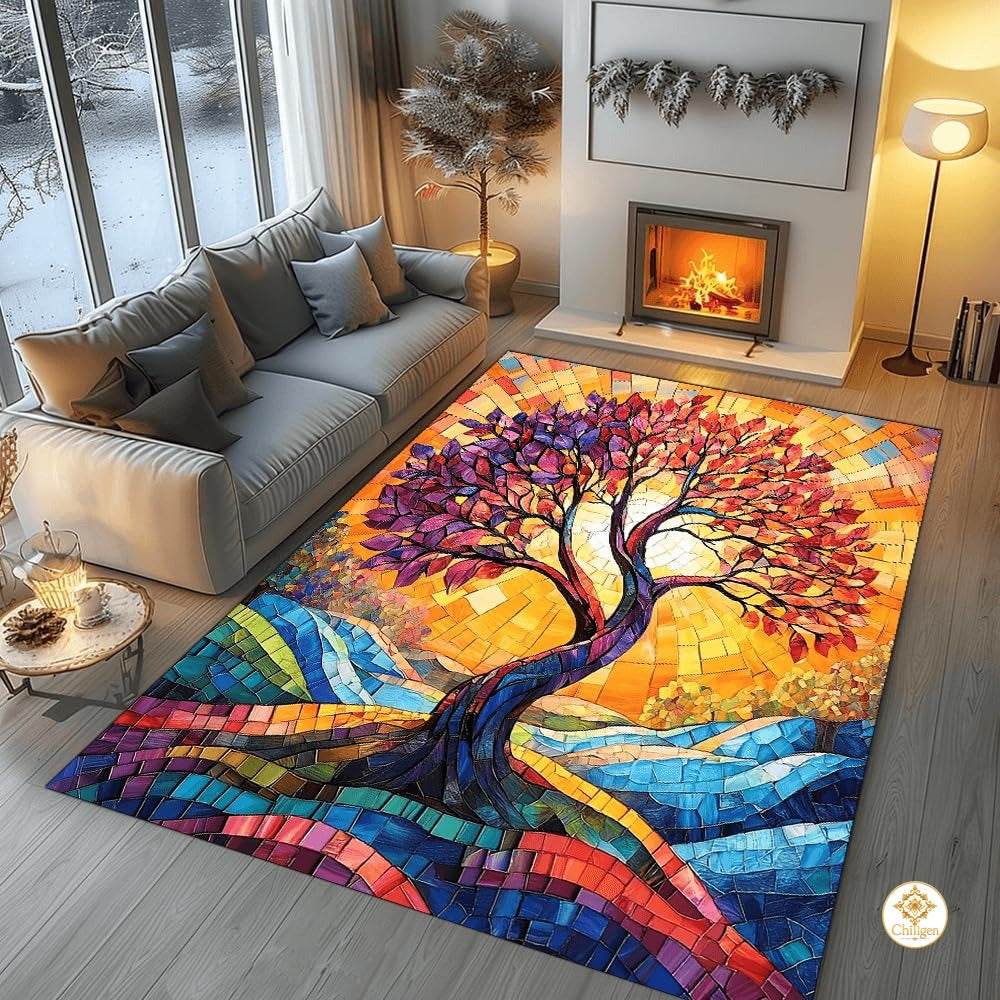 Custom Tree of Life Doormat with Celtic Pattern and Non Slip Backing - Tree-ds01