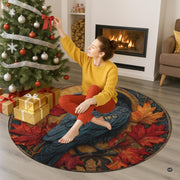 Custom Halloween 3D Optical Illusion Round Rug Skeleton Horror Area Rug (1, #15)