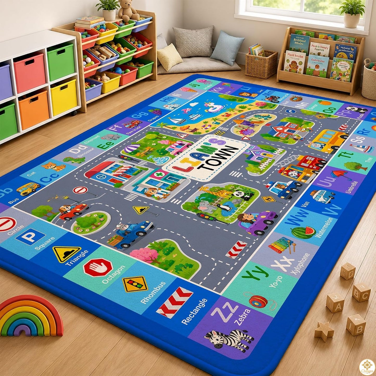 Personalized Road Map Welcome Mat with Custom Name and Town Detail