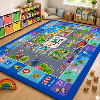 Personalized Road Map Welcome Mat with Custom Name and Town Detail
