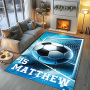 Soccer sports theme area rug highlighting motion lines and dynamic dark navy backdrop textures. - thumbnail image 5 of 8