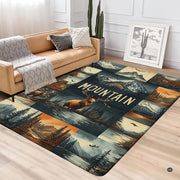 Wilderness area rug styled beside a leather armchair in a rustic living room setting. - thumbnail image 3 of 5