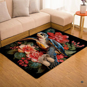 Room scene showcasing oceanic sea turtle decorative rug as an artistic focal centerpiece for home decor. - thumbnail image 7 of 7