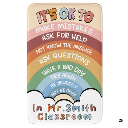 Boho rainbow classroom mental health affirmations area rug - thumbnail image 1 of 7