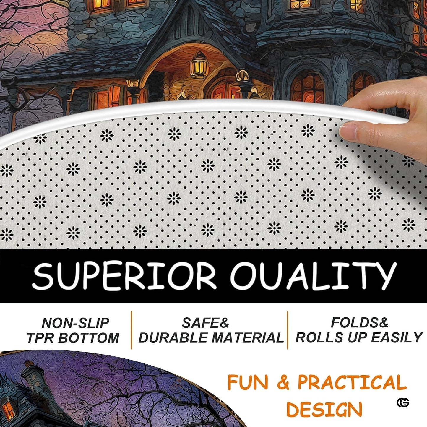 Custom Halloween 3D Optical Illusion Round Rug Skeleton Horror Area Rug (1, #16)