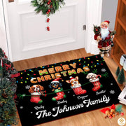 Personalized Christmas Doormat with Custom Family Name and Text