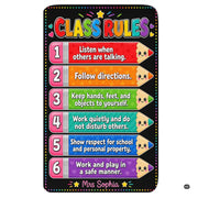 Kids classroom carpet featuring vibrant stacked colored pencils and smiling tips on a black backdrop. - thumbnail image 1 of 7