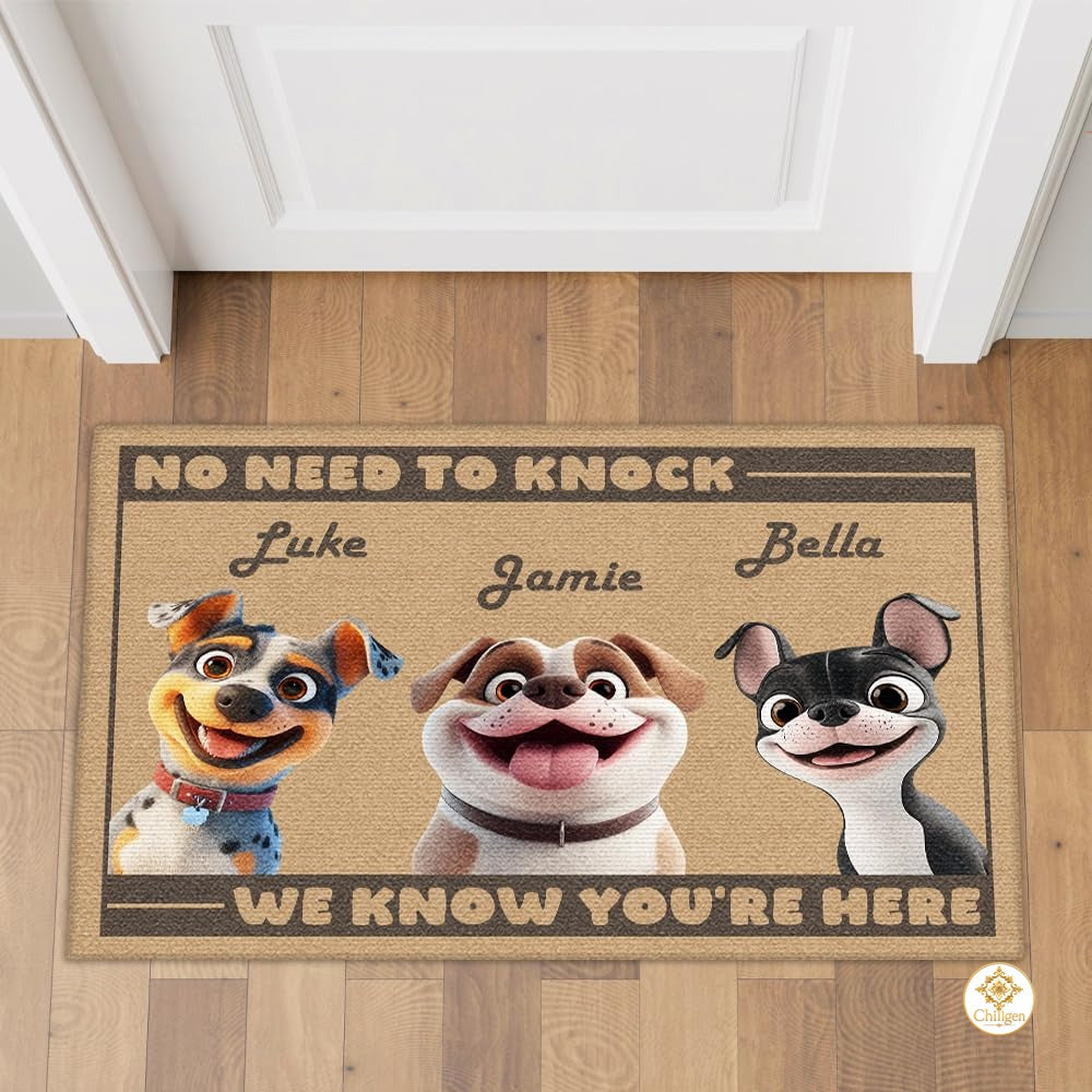 Personalized Dog Doormat with Custom Text and Non Slip Backing