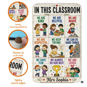 Detailed view of soft corner finish and colorful growth mindset panels on rug. - thumbnail image 7 of 7