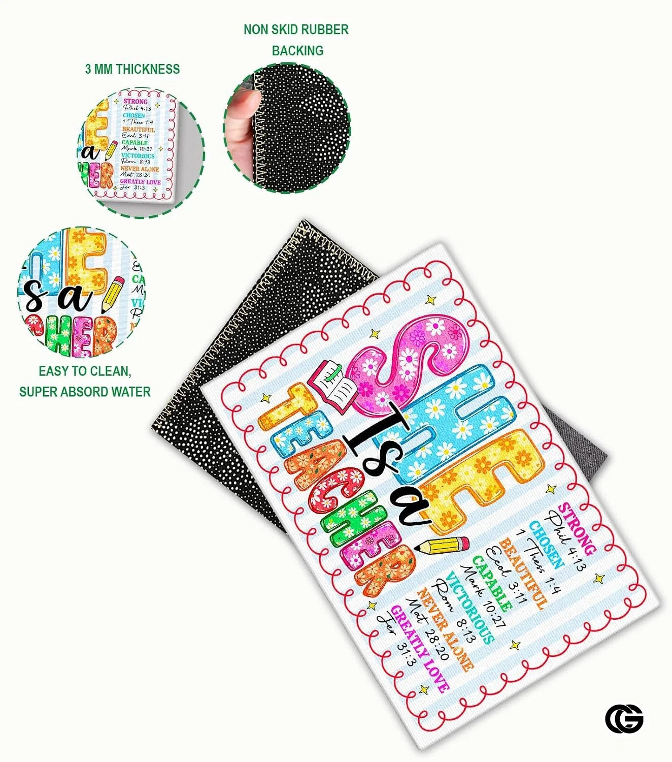 Personalized Welcome Doormat with Teacher Name and Notebook Pattern