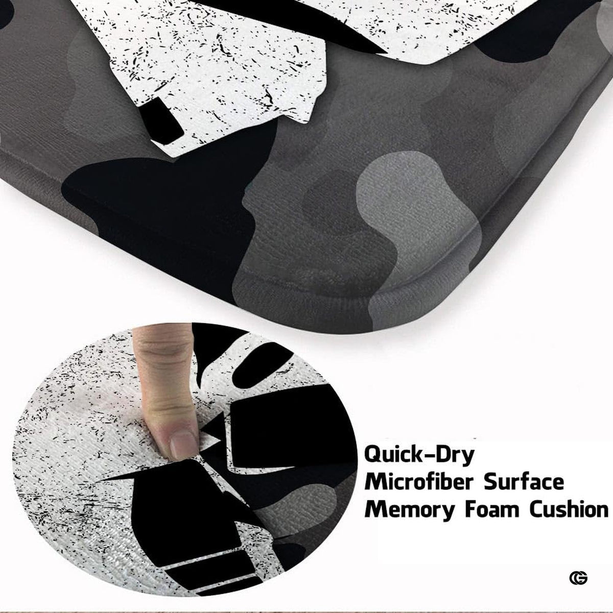 Soft low-pile microfiber surface texture on camo hockey goalie sports rug - image 3 of 7