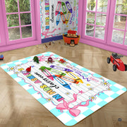 Personalized Teacher Classroom Rug, Custom Back to School Welcome Mat with Name, Kindergarten Preschool Elementary Decor, Composition Notebook Carpet (A06)