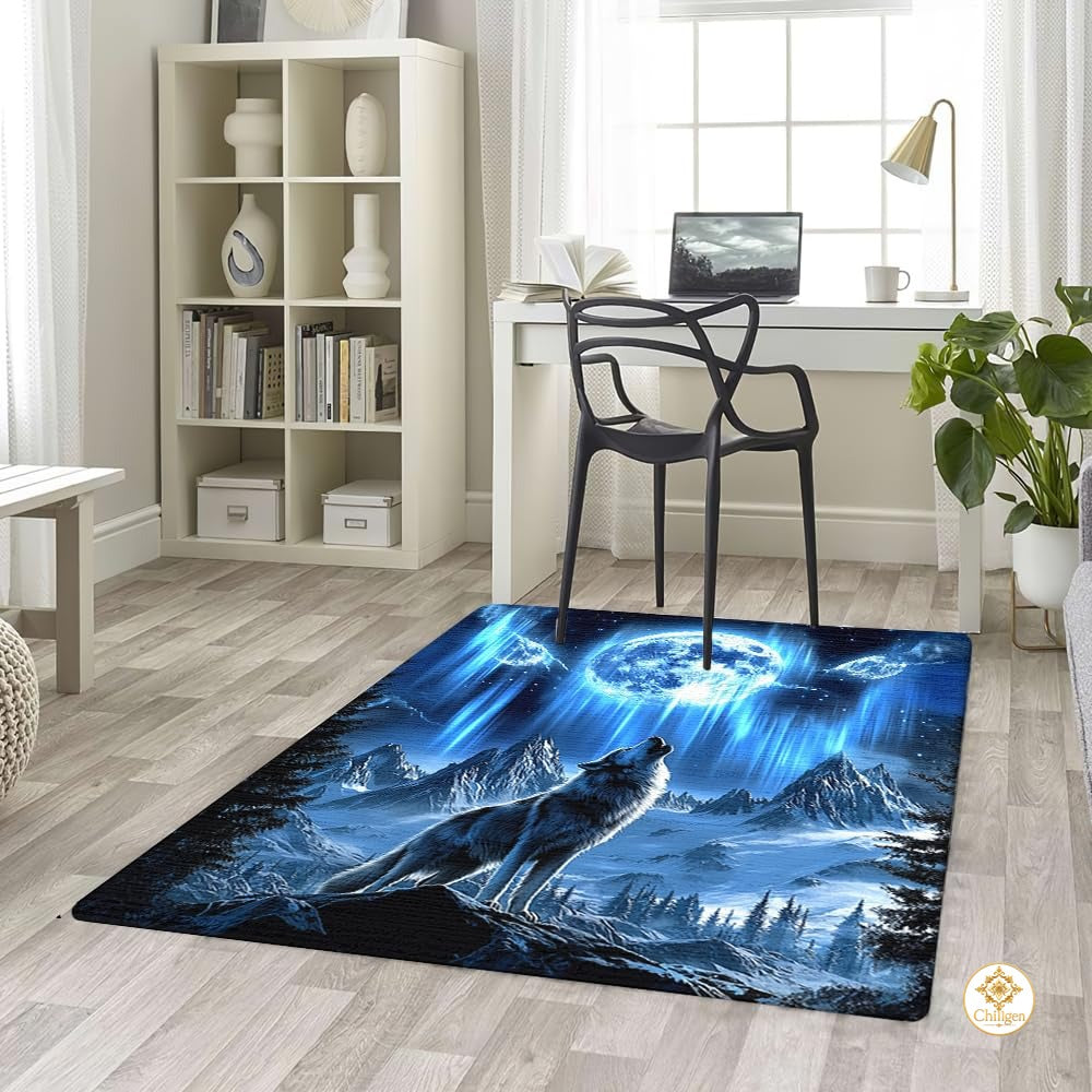 Custom Galaxy Wolves Rug for Boy Room and Living Room