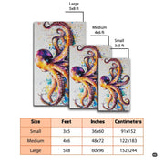 Soft low-pile microfiber surface texture on colorful octopus area rug - thumbnail image 3 of 7