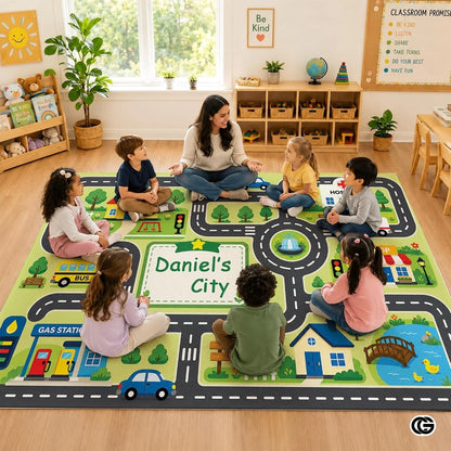 Personalized Road Map Welcome Mat with Custom Name and Streets