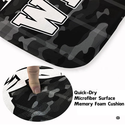 Detailed print artwork of lacrosse athlete shooting motion on monochrome sports accent rug. - thumbnail image 8 of 9