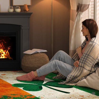 Entryway floor arrangement featuring the weathered Irish flag shamrock area rug - thumbnail image 8 of 8