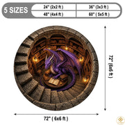 Personalized Dragon Round Rug with 3D Effect and Bookshelf