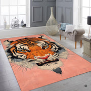 Bright interior decor setup featuring the graphic tiger face floor carpet - thumbnail image 6 of 8