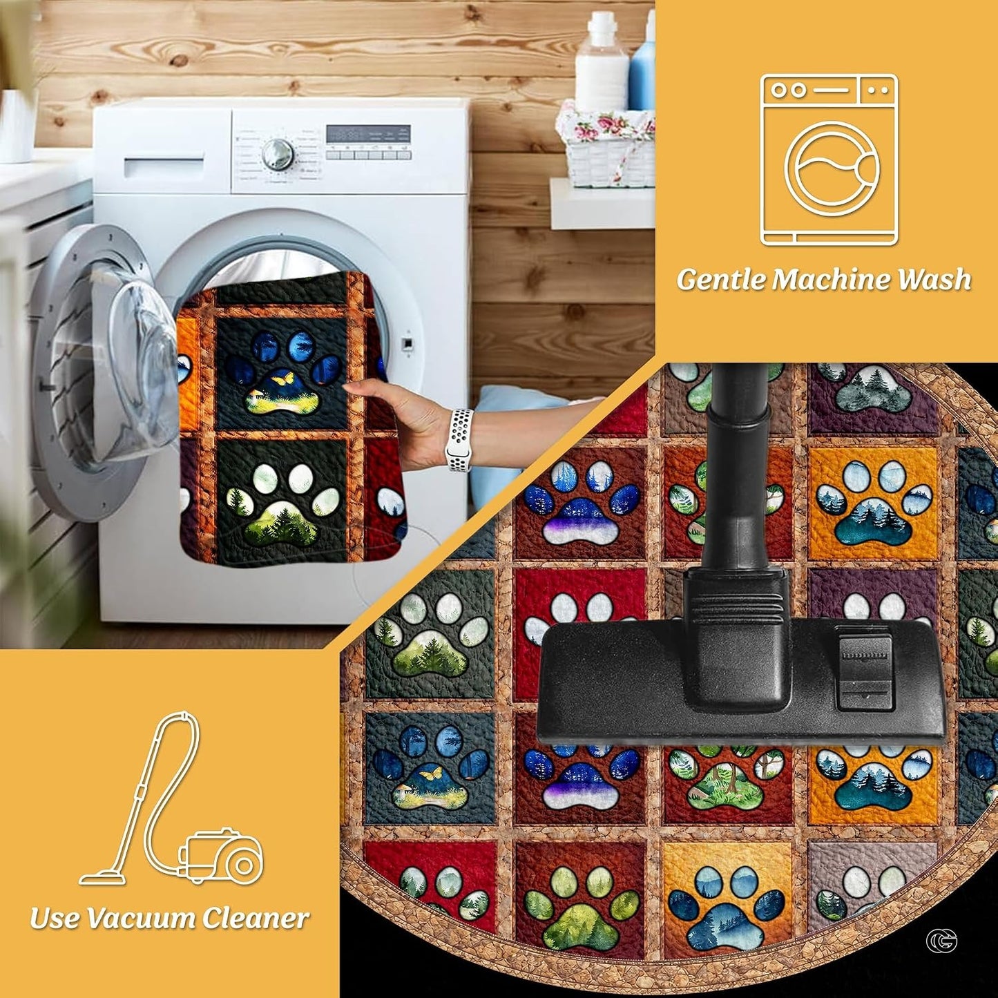 Custom Dog Paw Round Rug Patchwork Area Rug for Pet Lovers (1, A4)