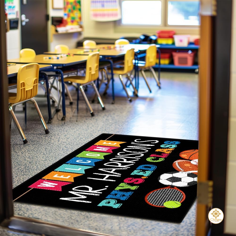 Custom Teacher Welcome Doormat for Classroom and School Gym