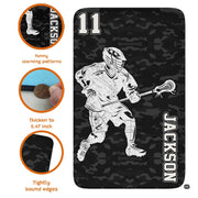 Spacious teen bedroom mockup featuring the athletic black camouflage lacrosse rug - thumbnail image 2 of 9