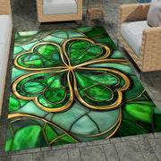 Jewel-toned emerald and mint glass effect pattern on decorative botanical area rug. - thumbnail image 7 of 9