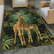 Patio stone lounge with wicker seating featuring the safari giraffe area rug - thumbnail image 2 of 7