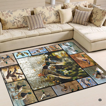 Dimensions and sizing chart for mallard drake in flight living room area rug - thumbnail image 2 of 8