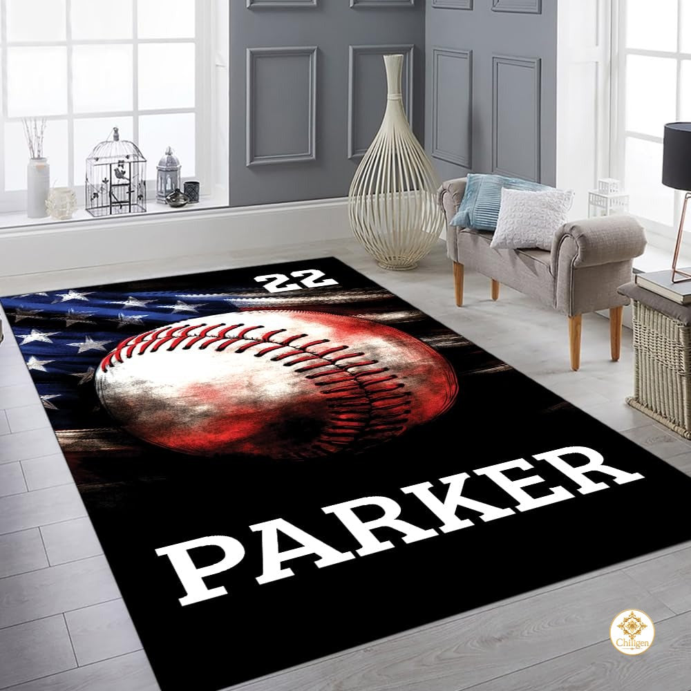 Custom Vintage Baseball Welcome Mat for Boys Bedroom