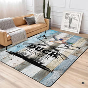 Detailed view of the rustic painted timber texture and mallard drake motif on this sporting wood area rug. - thumbnail image 3 of 6