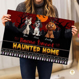 Custom Halloween Dog Doormat with Pumpkin and Bat Details - Style #3
