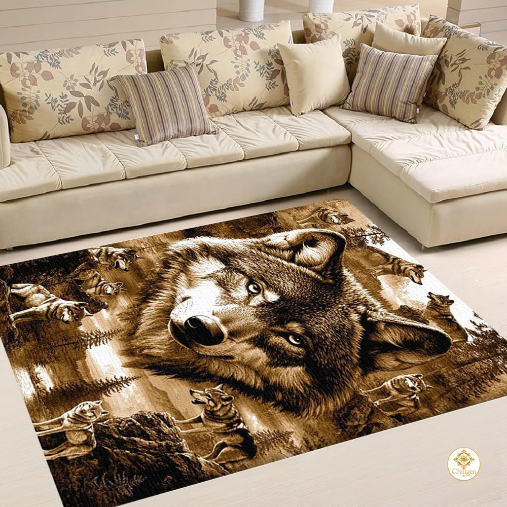 Custom Galaxy Wolf Welcome Mat for Boys Room and Living Room