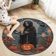 Custom Halloween 3D Optical Illusion Round Rug Skeleton Horror Area Rug (1, #3)