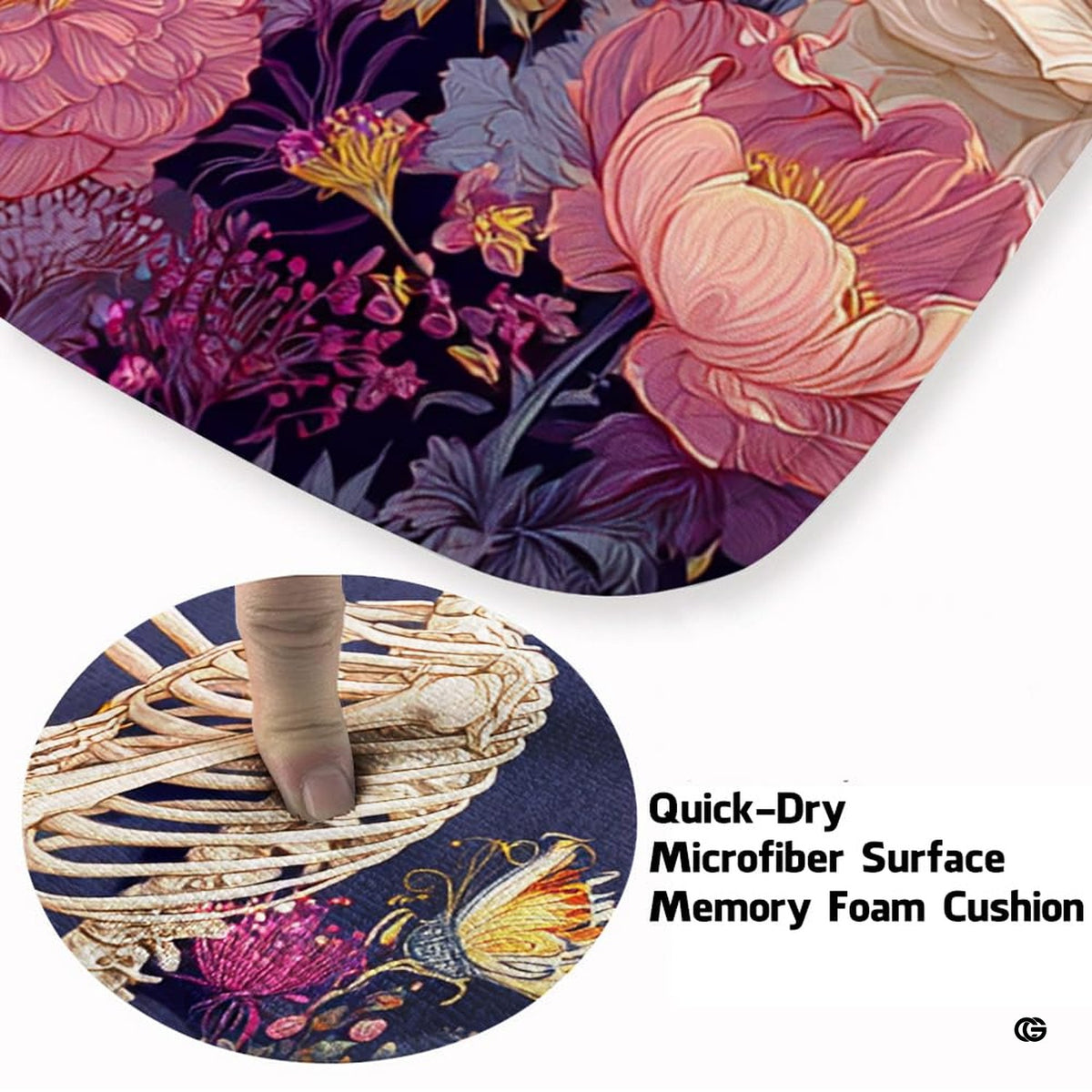 Infographic showing anti-slip dotted backing and durable fabric construction - image 5 of 8