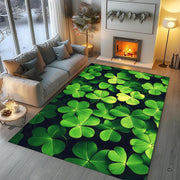 Cozy modern living room arrangement styling the lush green shamrock rug - thumbnail image 5 of 8