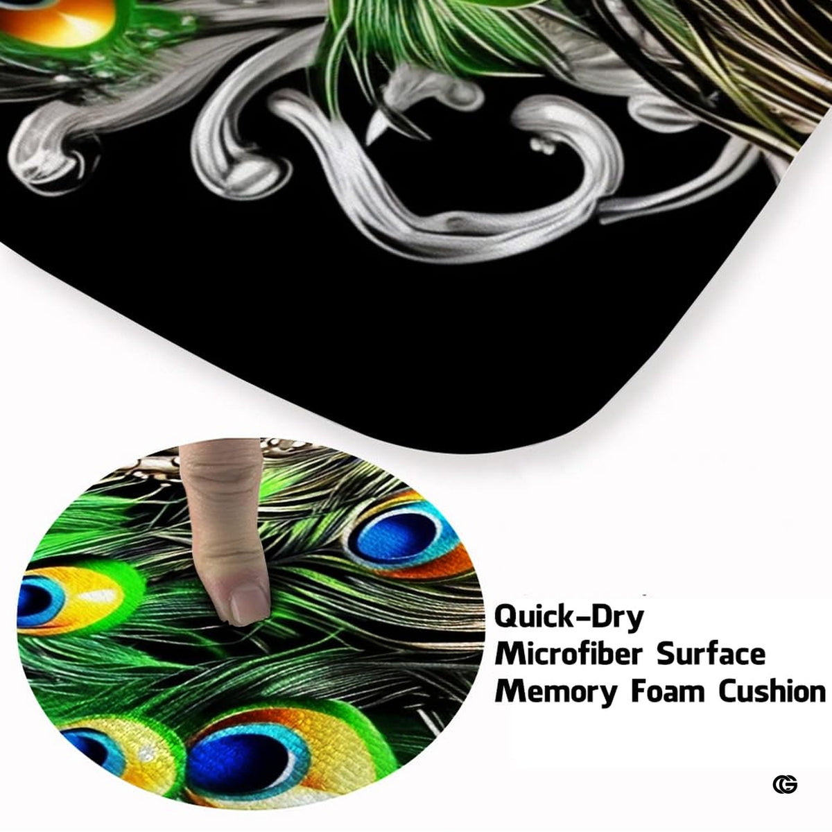 Detailed view of shimmering crown crest, crystal wing plumage, and cascading jewel feathers on area rug. - image 3 of 8