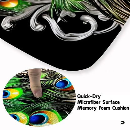 Detailed view of shimmering crown crest, crystal wing plumage, and cascading jewel feathers on area rug. - thumbnail image 3 of 8