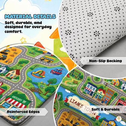 Custom Road Map Welcom Mat for Kids Room and Playroom - Map 9