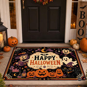 Halloween Door Mat Outdoor, Custom Spooky Welcome Mat with Black Cat and Pumpkin, Fall Front Door Mat for Porch Entryway Decor #2